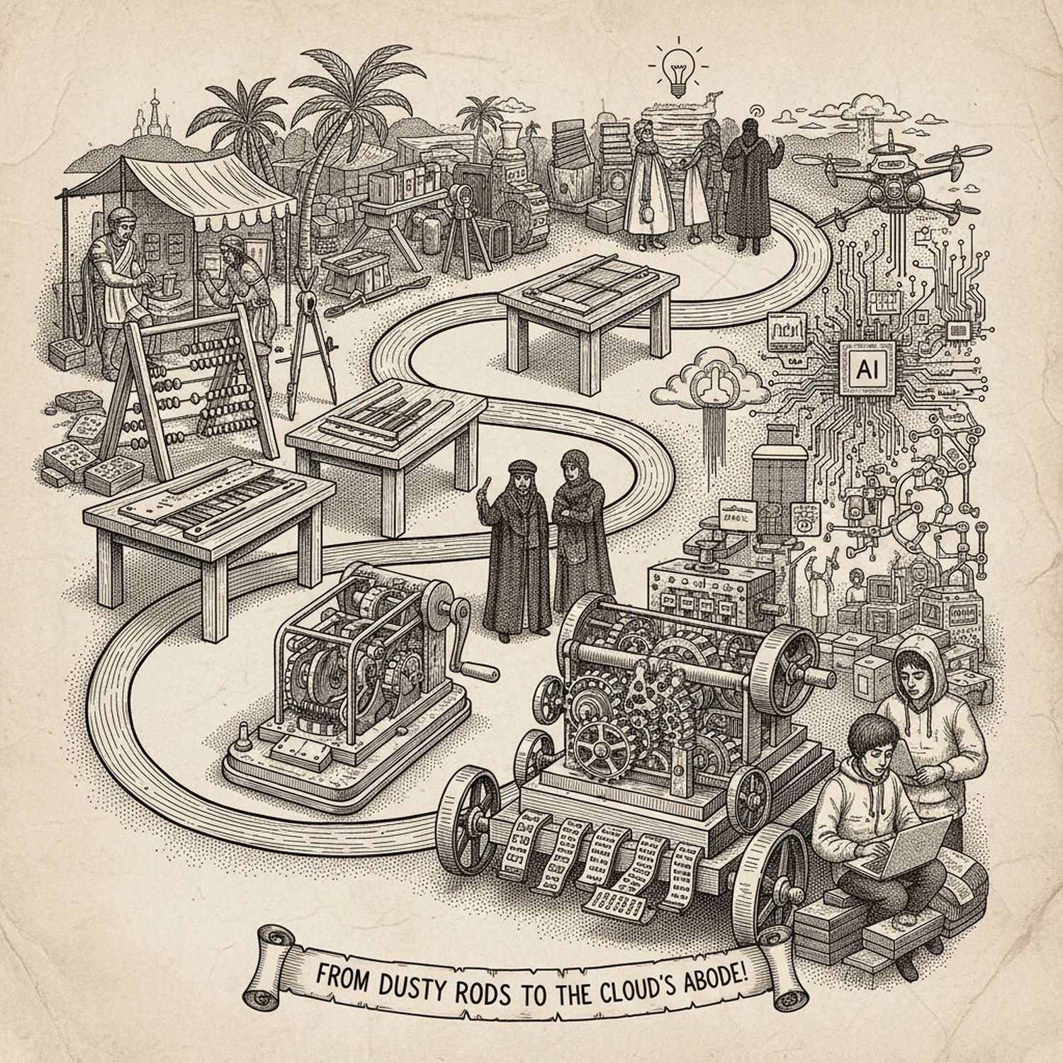 Ilustracja poglądowa do artykułu w kategorii Technologie IT - od liczydła do komputerów