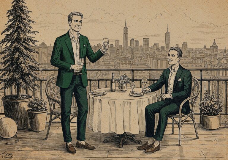 Szmaragdowa marynarka – stylowy look na kolację z widokiem