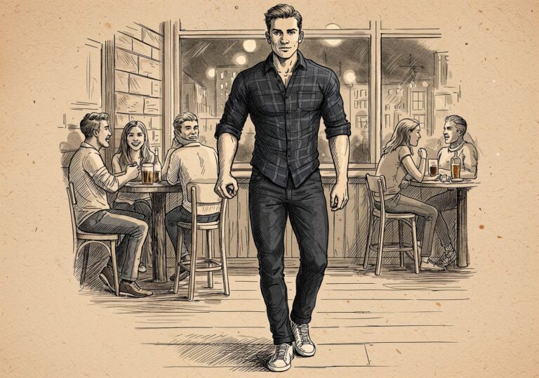 Dopasowana koszula w kratę – stylowy look na wieczór z przyjaciółmi