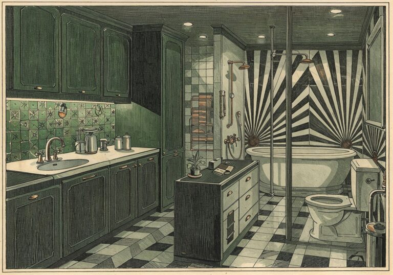 Elegancja Art Deco w kuchni i łazience – luksusowe akcenty z lat 20. w codziennym wnętrzu
