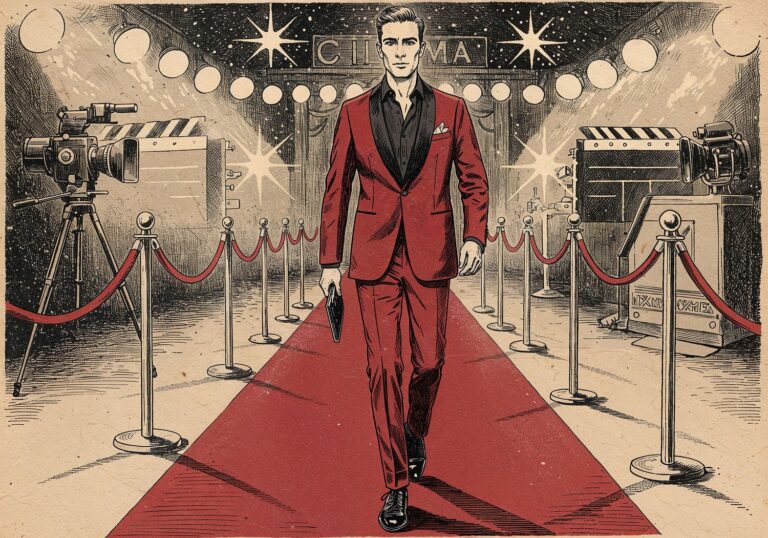 Czerwony blask ekstrawagancji – garnitur na premierę filmową