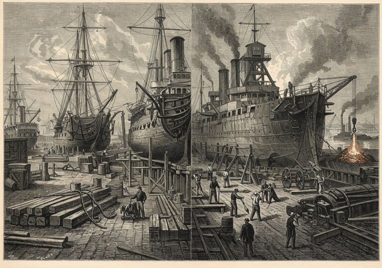 Ewolucja stoczni w XIX wieku – od żaglowców do pancerników dzięki rewolucji stalowej