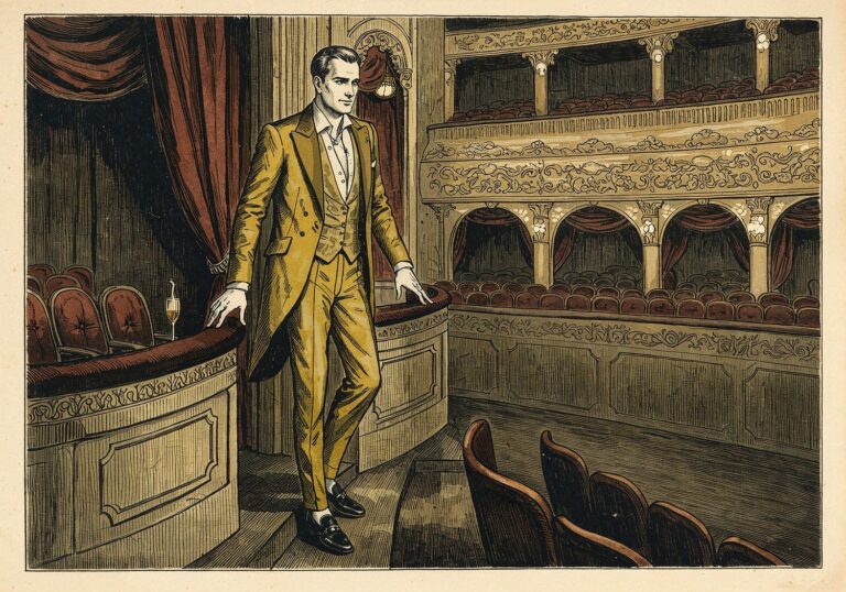 Złoty blask ekstrawagancji – garnitur w odcieniu złota na wieczór w teatrze