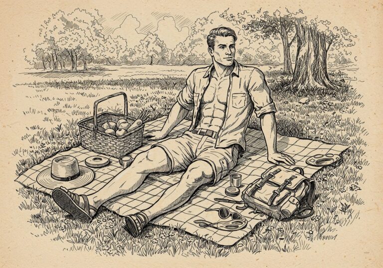 Letni look dla aktywnych mężczyzn – Dopasowana koszula lniana w beżu z szortami slim i sandałami na piknik