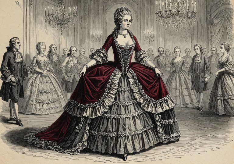 Barokowe suknie portugalskich arystokratek – falbany i dekolty pełne pasji