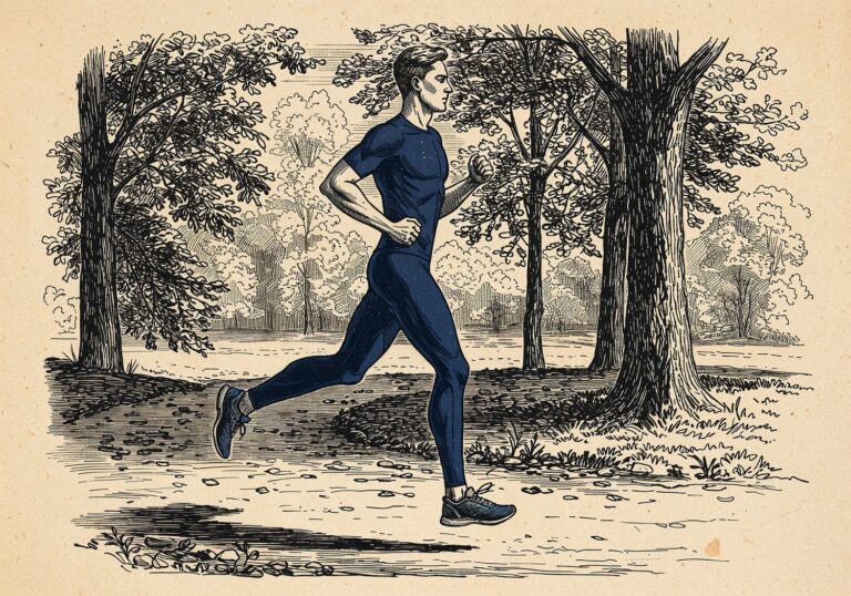 Odkryj granatową koszulkę kompresyjną – idealny zestaw do biegania w parku z legginsami i butami sportowymi