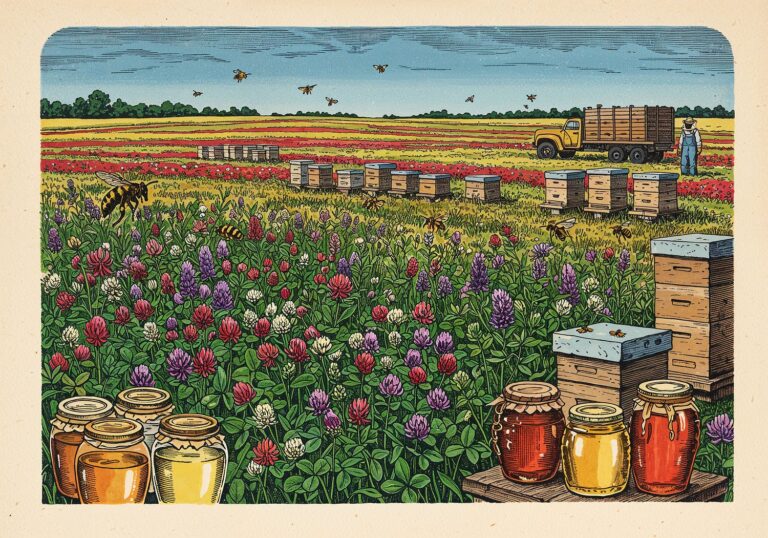 Miód koniczynowy i lucernowy – łagodne skarby preriów Ameryki Północnej