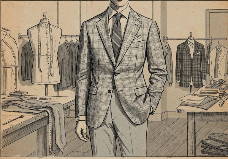 Modny mężczyzna w klasycznym garniturze sportowym – elegancja szyta na miarę