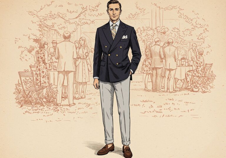 Modny mężczyzna w klasycznym garniturze klubowym – elegancja i wygoda szyte na miarę