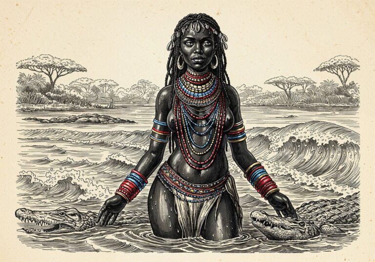 Mami Wata – piękność znad afrykańskich rzek w stroju z kolorowych koralików
