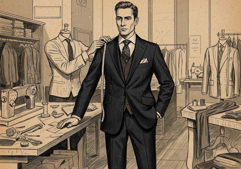 Modny mężczyzna w klasycznym garniturze – elegancja szyta na miarę