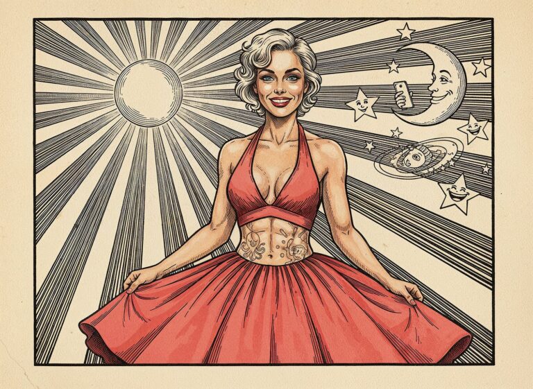 Koralowa sukienka pin-up idealna na letnie upały